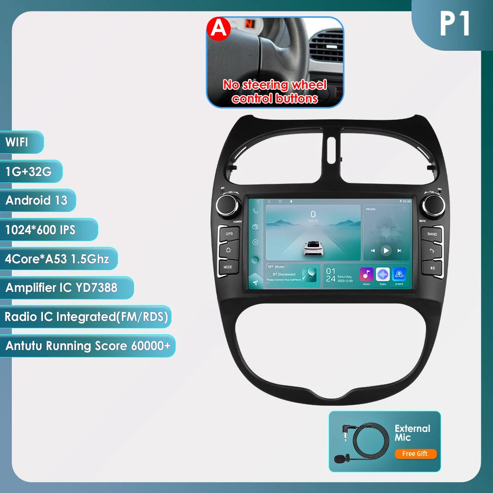 Carplay Peugeot 206 2000-2008