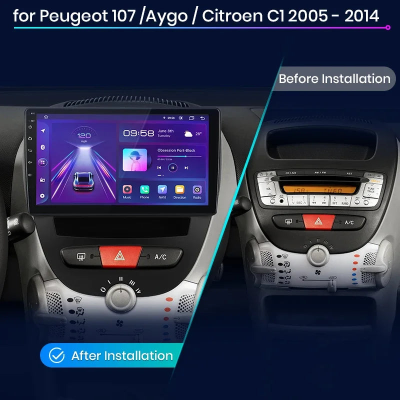 CarPlay para Peugeot 107 (Compatível com: Toyota Aygo/ Citroen C1) 2005 - 2014 