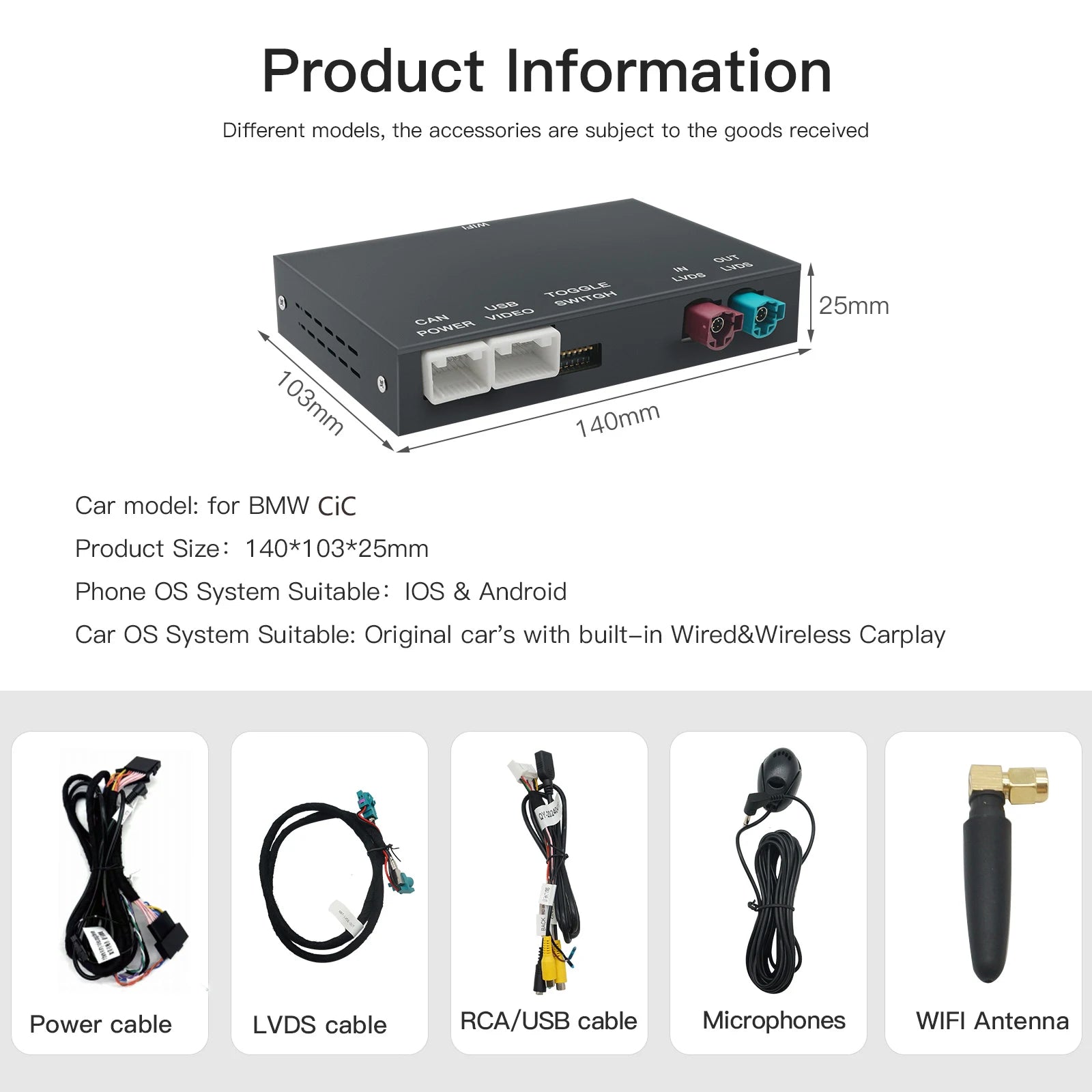 Carplay BMW 3/ 5/ 7/ X1/ X3/ X4/ X5/ X6 (E60-F10-F11-F07-F01-E84-F25-F26-E70-E71)