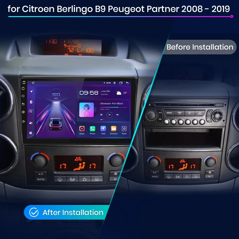 CarPlay Peugeot Partner (Compatible: Citroen Berlingo B9) 2008 - 2019